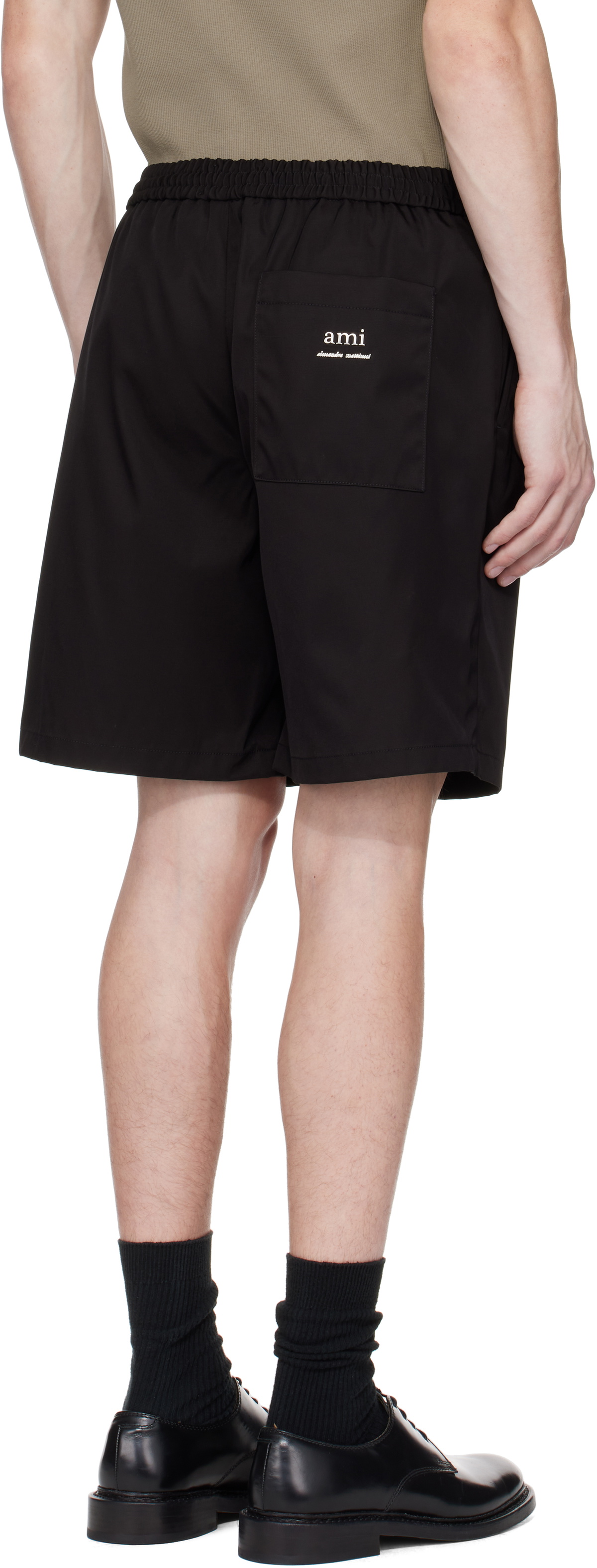 AMI Paris Black Twill Shorts