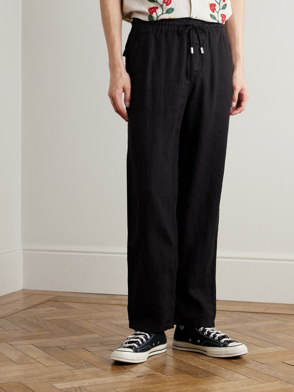 Vilebrequin - Pacha Straight-Leg Linen Drawstring Trousers - Black