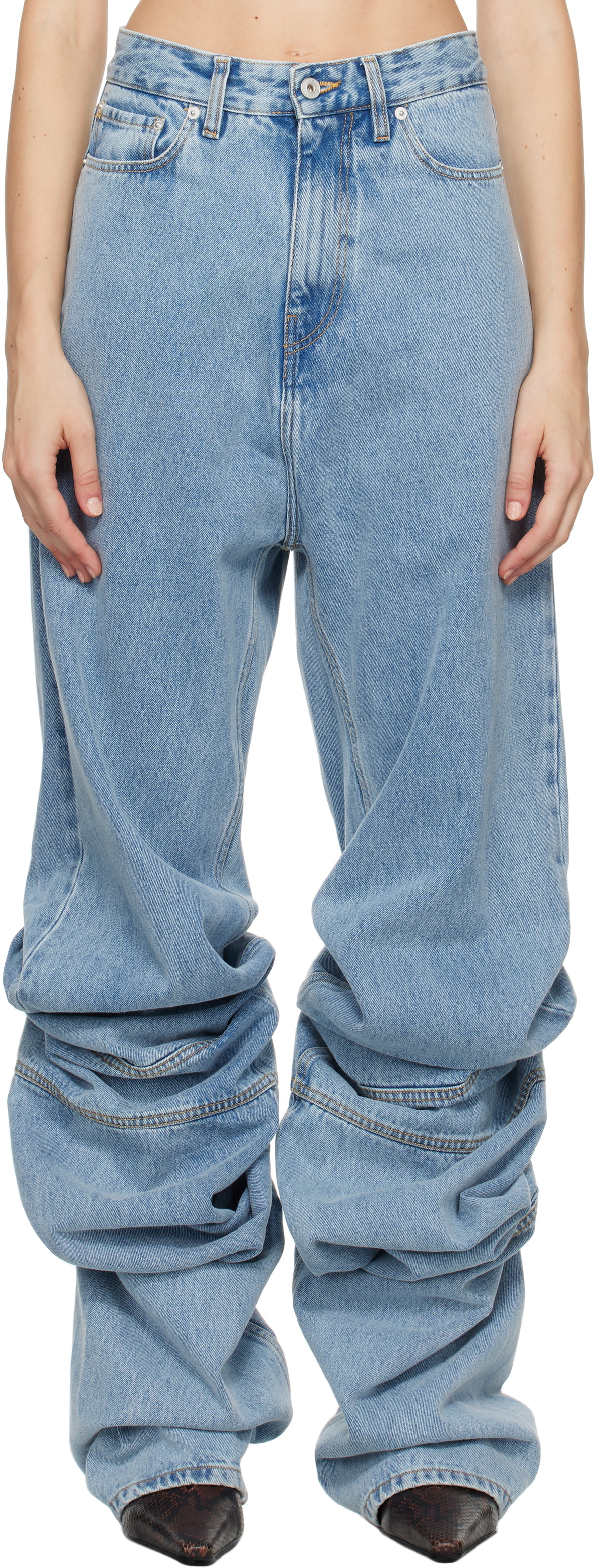 Y/Project Blue Draped Cuff Jeans Y/Project