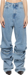 Y/Project Blue Draped Cuff Jeans