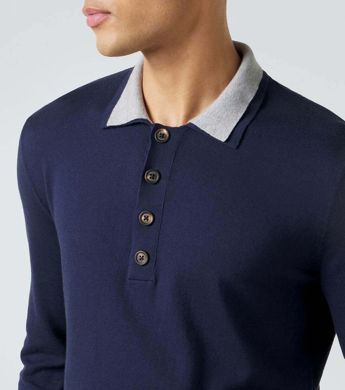 Eleventy Cotton and cashmere polo sweater