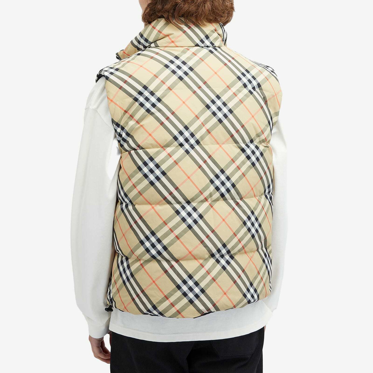 Burberry Men's Nylon Check Puffer Gilet in Sand Ip Check