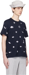 Thom Browne Navy Embroidered T-Shirt