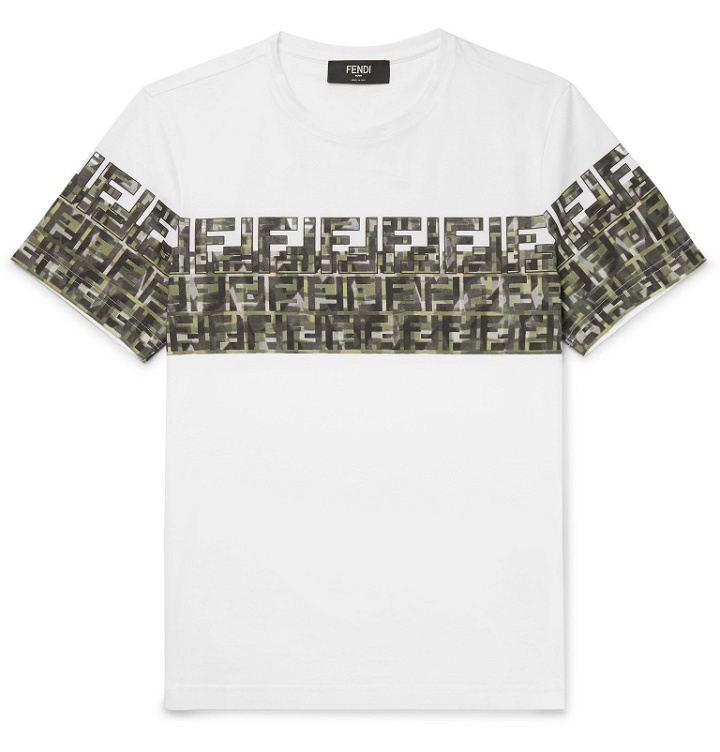 Photo: Fendi - Logo-Print Cotton-Jersey T-Shirt - White