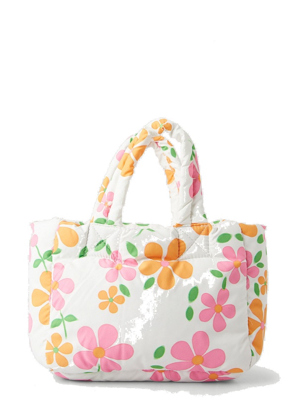 Photo: Flower Print Mini Puffer Bag in White