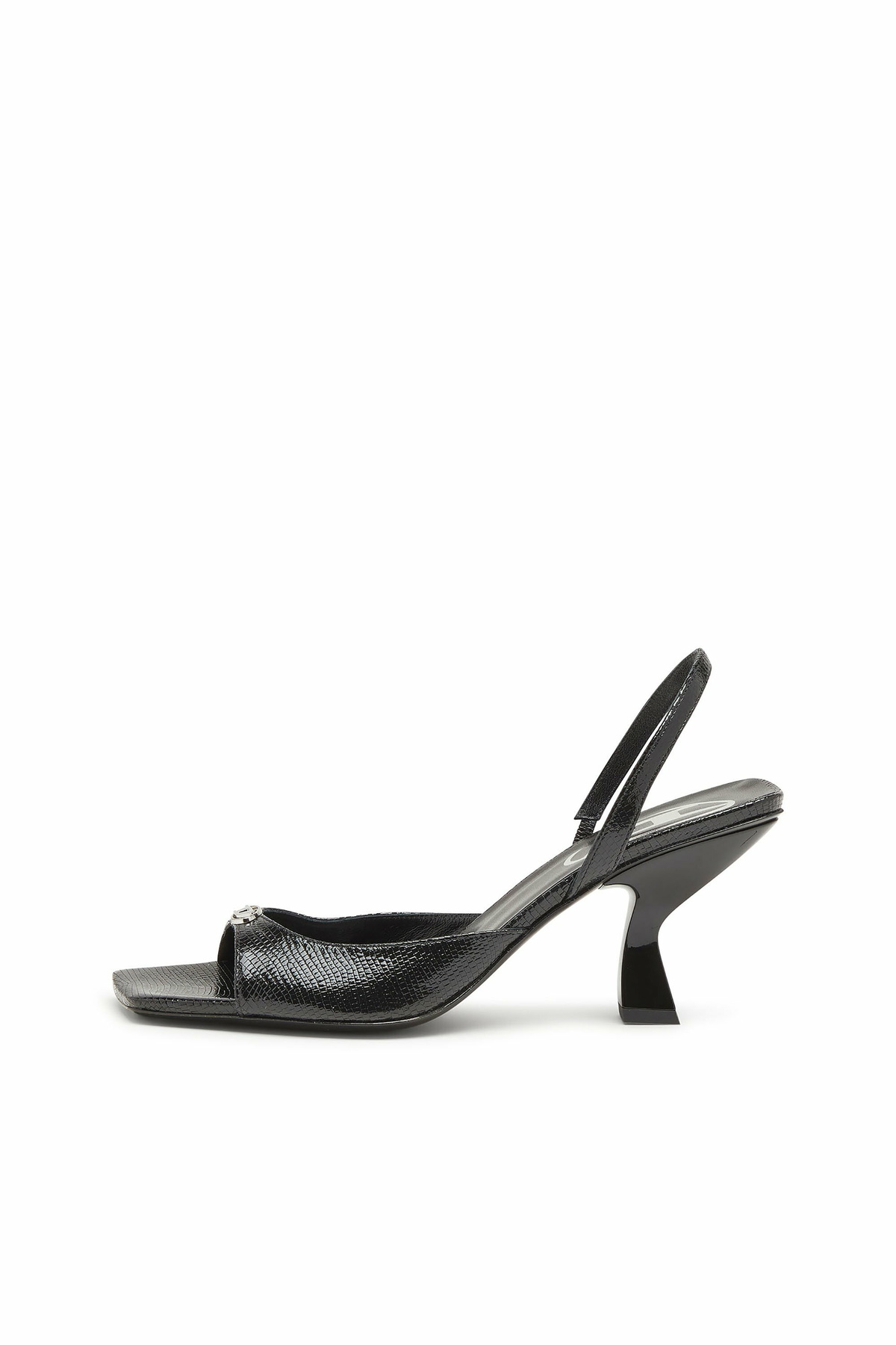 Diesel D-Amber-Slingback sandals in lizard-effect leather - Sandals Womens in Black