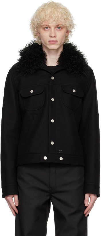 Photo: Courrèges Black Faux-Fur Collar Jacket