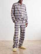 TEKLA - Auralee Checked Organic Cotton-Flannel Pyjama Trousers - Blue