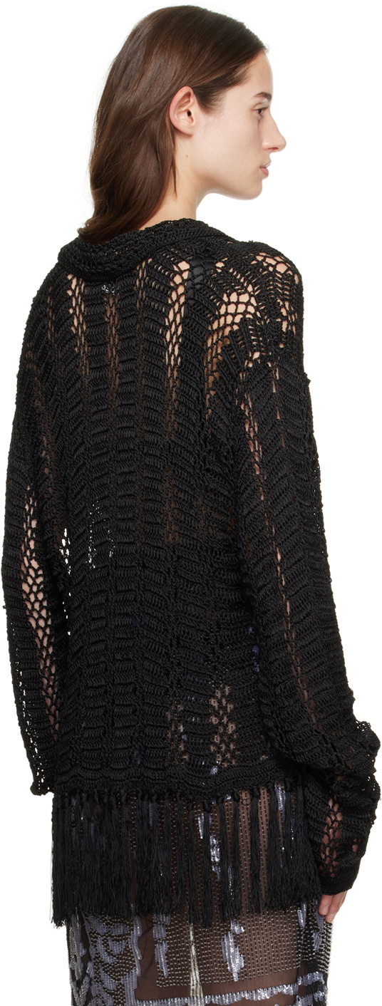 Bode Black Crochet Fringe Shirt Bode