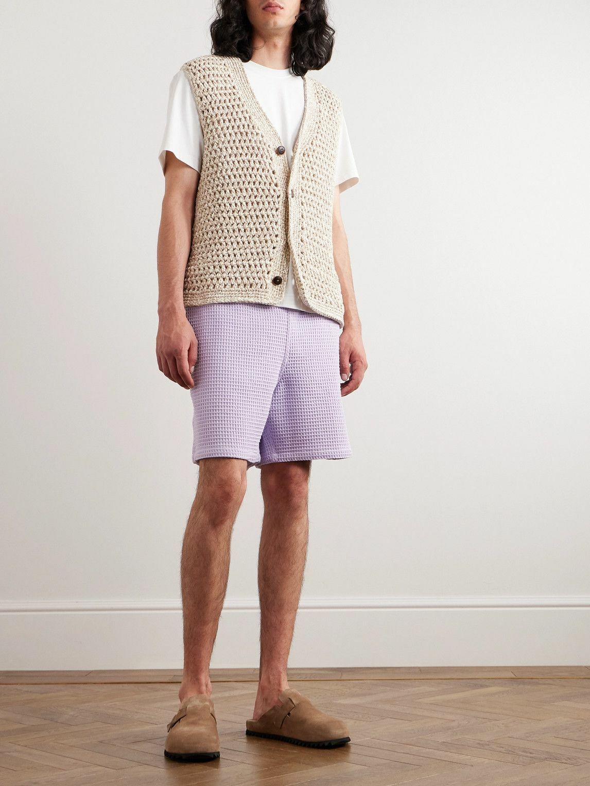 A KIND OF GUISE Volta Straight-Leg Waffle-Knit Cotton Drawstring