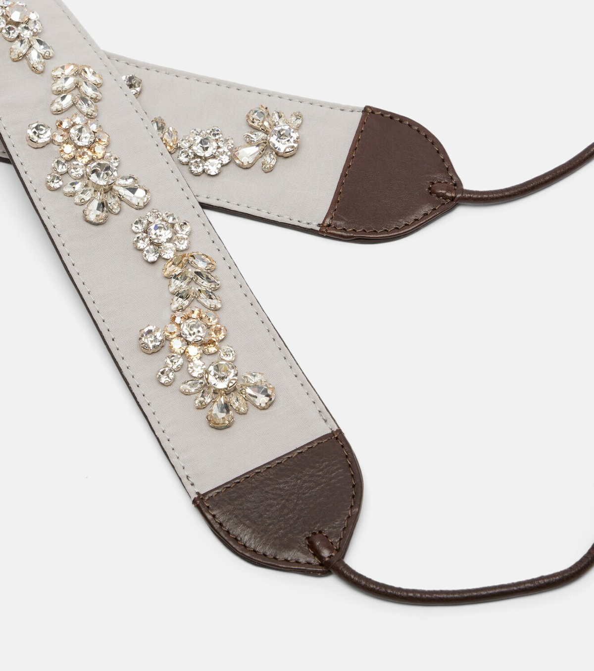 Dries Van Noten Embellished leather-trimmed cotton belt
