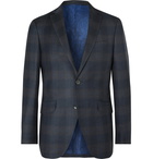 Etro - Navy Slim-Fit Checked Wool Suit Jacket - Navy