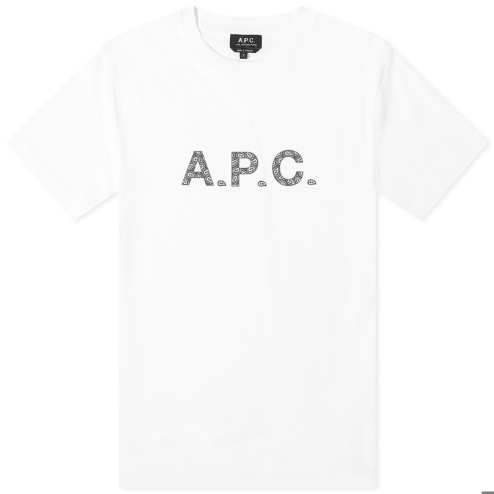 Photo: A.P.C. Men's James Paisley Logo T-Shirt in White/Black