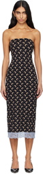 Marine Serre Black Recycled Moon Jersey Bustier Midi Dress