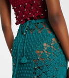 Rabanne Embellished crochet cotton midi skirt
