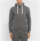TOM FORD - Leather-Trimmed Mélange Cashmere and Cotton-Blend Zip-Up Hoodie - Men - Gray