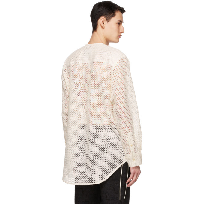 Andersson Bell Off-White Collarless Embroidered Shirt Andersson Bell