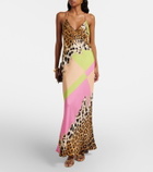 Roberto Cavalli Printed silk slip dress