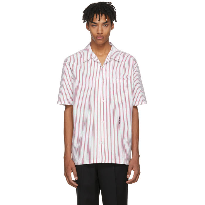 Alexander Wang White and Red Pinstripe Short Sleeve NY Post Made You Look Shirt
