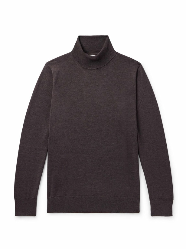Photo: Caruso - Wool, Silk and Cashmere-Blend Rollneck Sweater - Brown