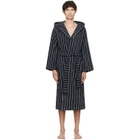 Tekla Black & White Terry Hooded Bathrobe