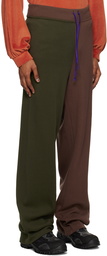 SC103 Green & Brown Paneled Lounge Pants