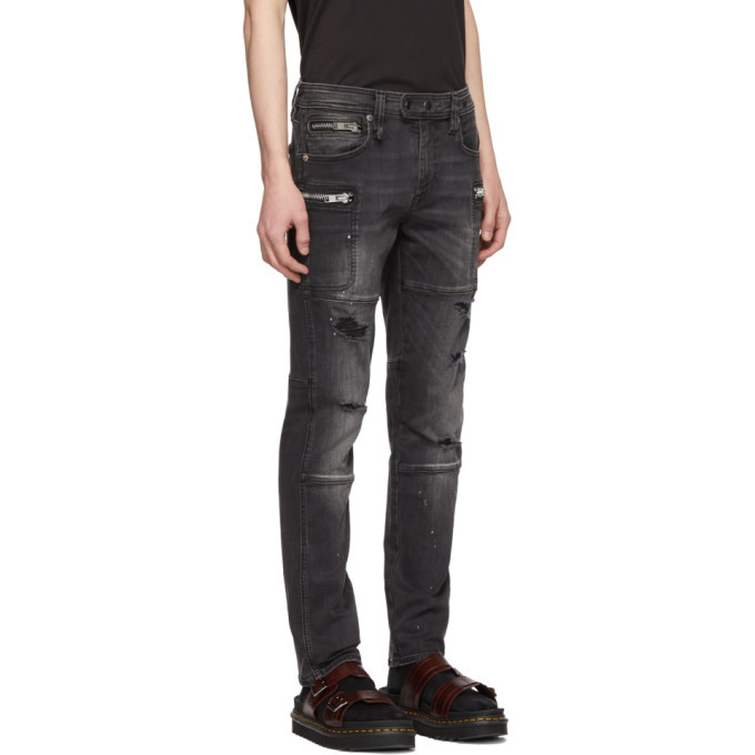 R13 Black Moto Jeans R13