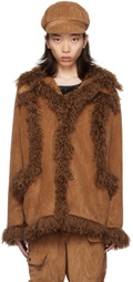 Anna Sui SSENSE Exclusive Brown Faux-Fur Coat