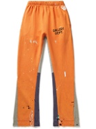 Gallery Dept. - Flared Paint-Splattered Logo-Print Cotton-Jersey Sweatpants - Orange
