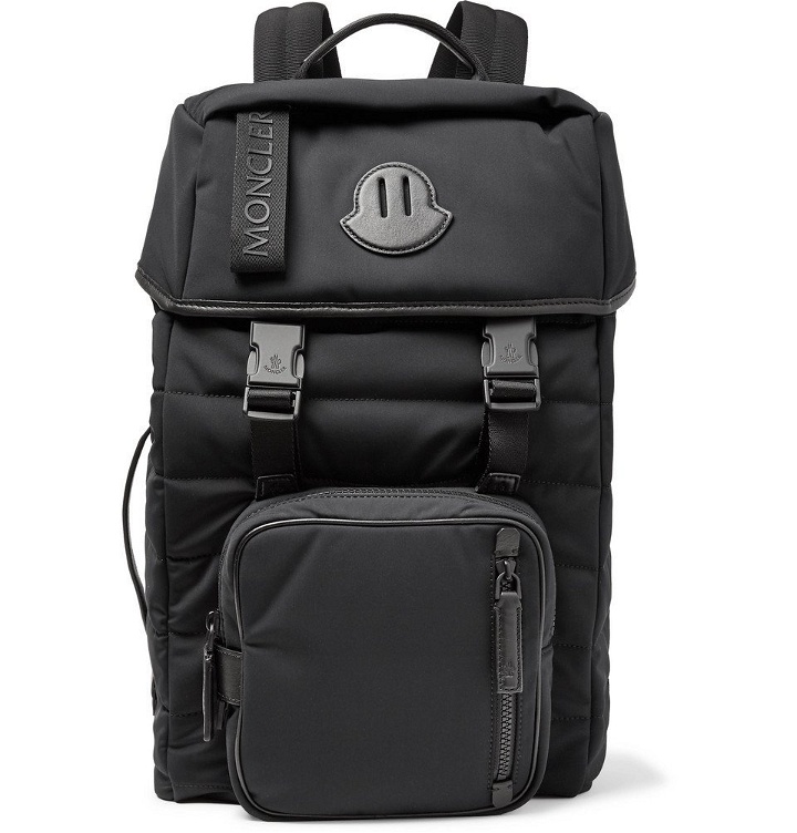 Photo: Moncler - Logo-Webbing and Leather-Trimmed Quilted Nylon Backpack - Men - Black