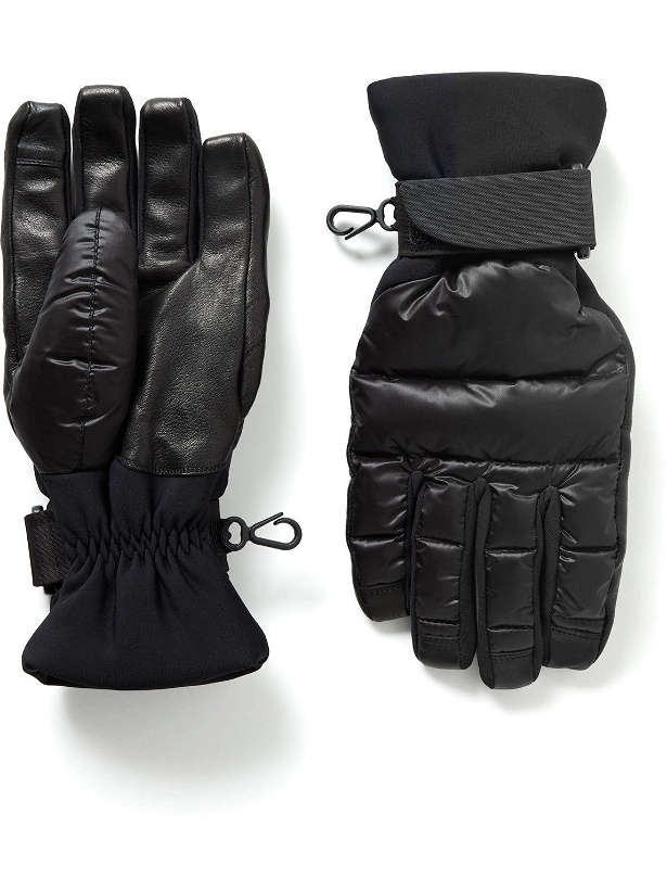Photo: Moncler Grenoble - Logo-Appliquéd Leather-Trimmed Quilted Down Ski Gloves - Black