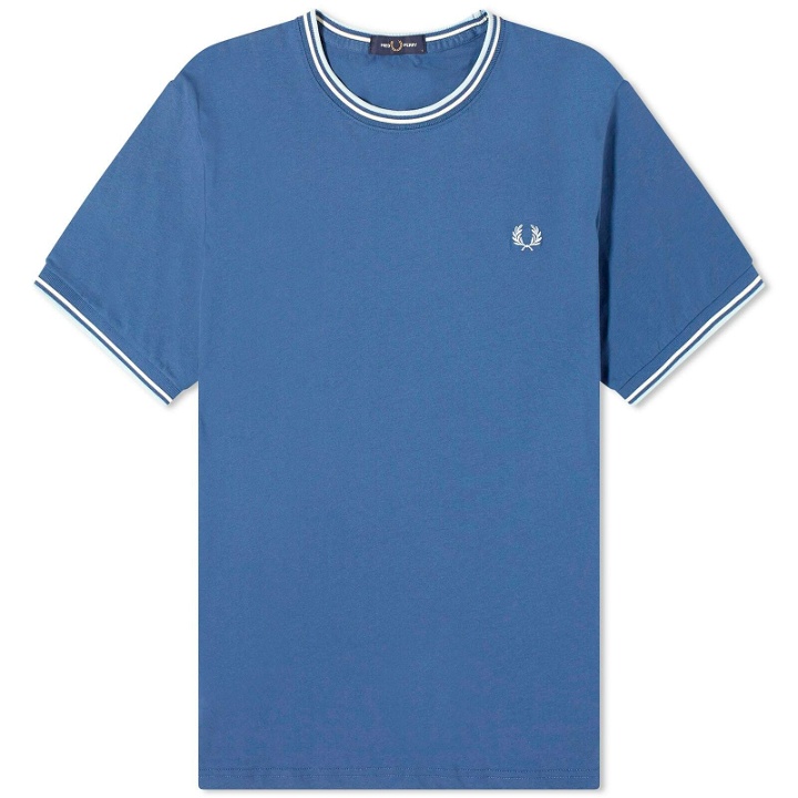 Photo: Fred Perry Men's Twin Tipped T-Shirt in Midnight Blue/Ecru