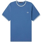 Fred Perry Men's Twin Tipped T-Shirt in Midnight Blue/Ecru