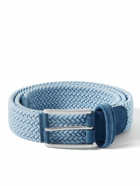 Anderson's - 3.5cm Suede-Trimmed Woven Elastic Belt - Blue