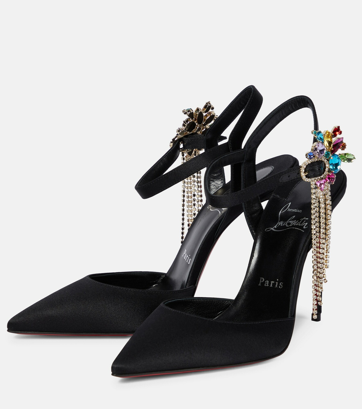Christian Louboutin - Goldina Rain 100 embellished satin pumps