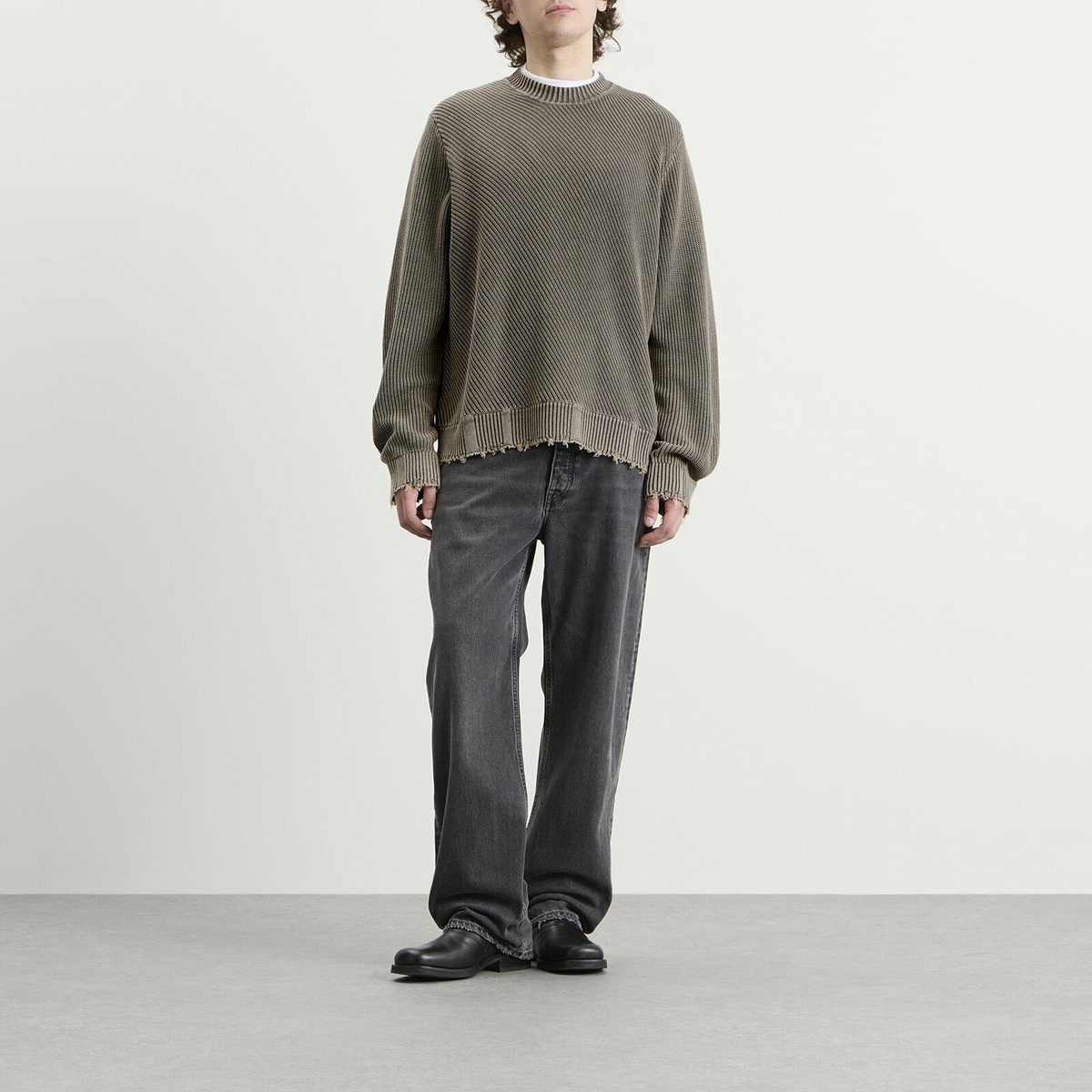 Won Hundred Men's Bently Diagonal Knit Sweater in Rock Ridge