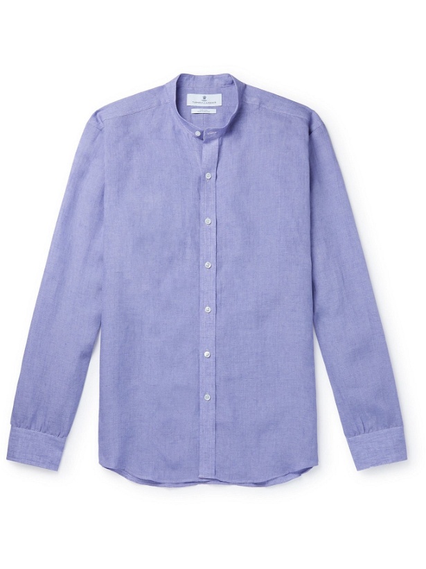 Photo: TURNBULL & ASSER - Grandad-Collar Linen Shirt - Purple