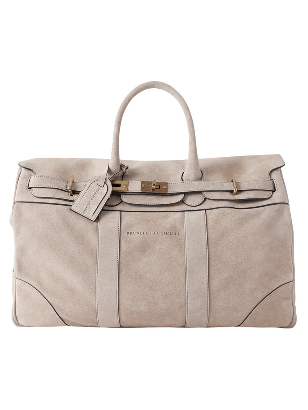 Photo: Brunello Cucinelli - Country Suede Weekend Bag - Neutrals