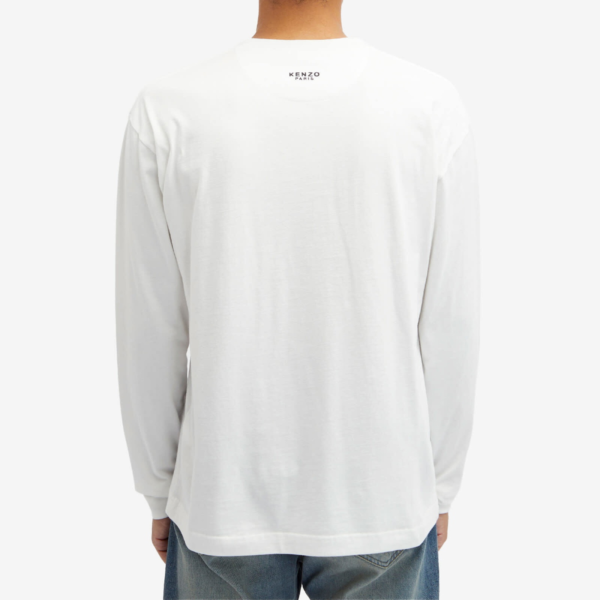 Tシャツ・カットソー KENZO Men Long Tops FF55PU7083CB 02 WHITE Kenzo Men's Lucky Tiger Long Sleeve T-Shirt in White Kenzo