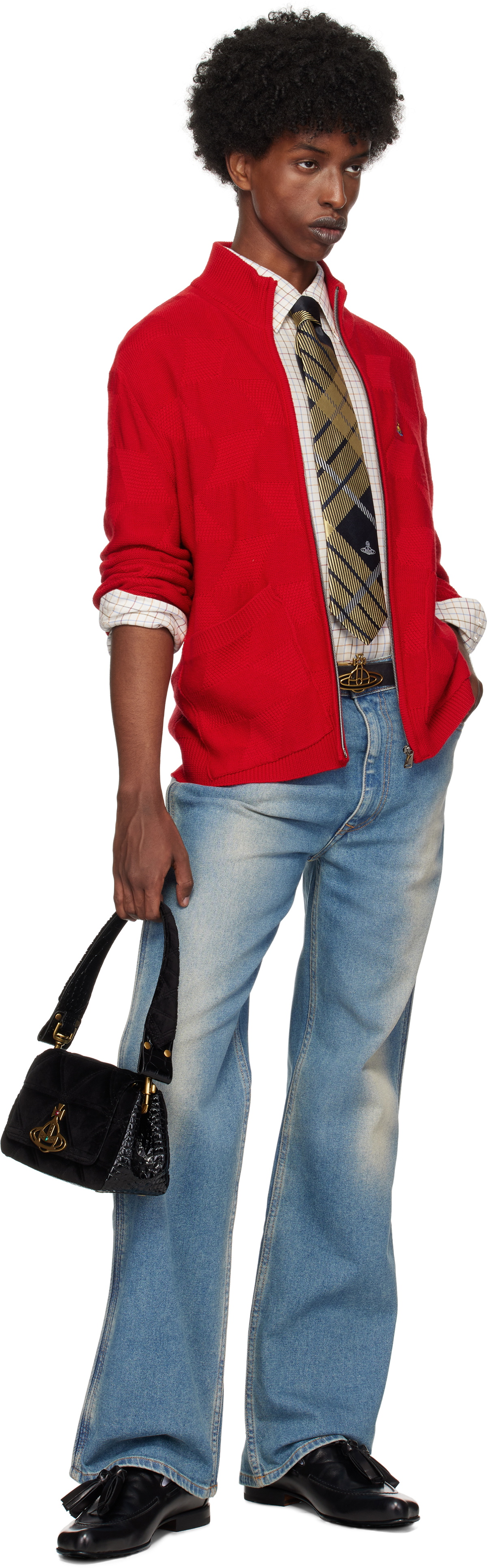 Vivienne Westwood Red Fisherman Zip-Up Sweater Vivienne Westwood