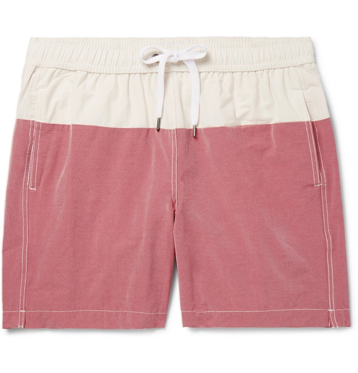 Photo: Onia - Charles Mid-Length Colour-Block Cotton-Blend Swim Shorts - Pink