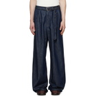Dries Van Noten Navy Belted Pleat Jeans
