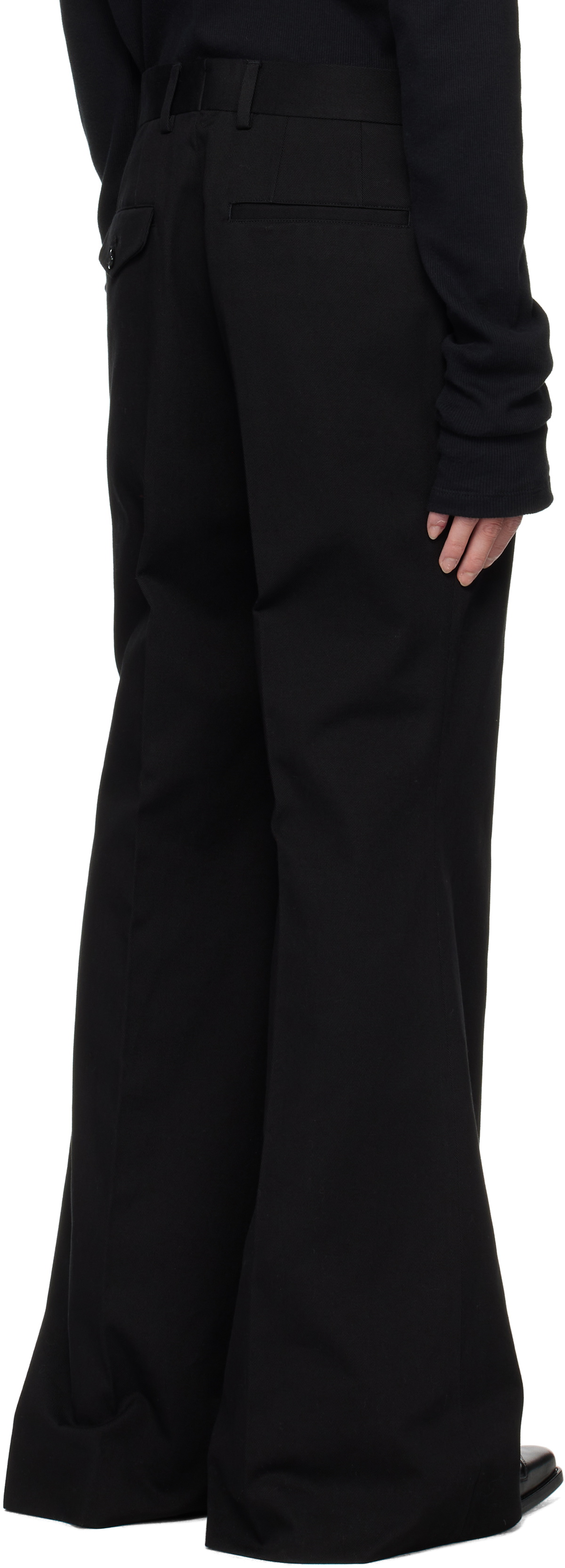 Ann Demeulemeester Black Leek Relaxed Bootcut Trousers