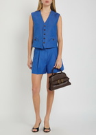 Blaze Milano Feral Silk and Linen-blend Vest Blue