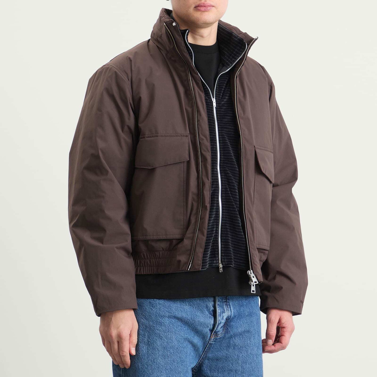 Norse Projects Men's Kastrup Gore-Tex Windstopper Bomber Jacket in Seal Brown