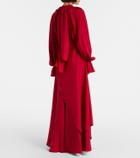 McQueen Draped floral-appliqué silk gown