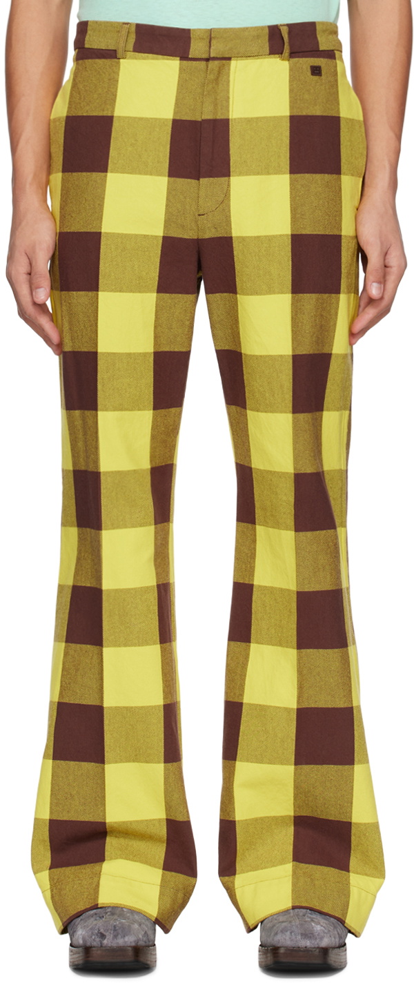 Acne Studios Yellow & Brown Check Trousers
