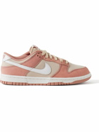 Nike - Dunk Low Retro PRM Leather-Trimmed Suede and Twill Sneakers - Pink