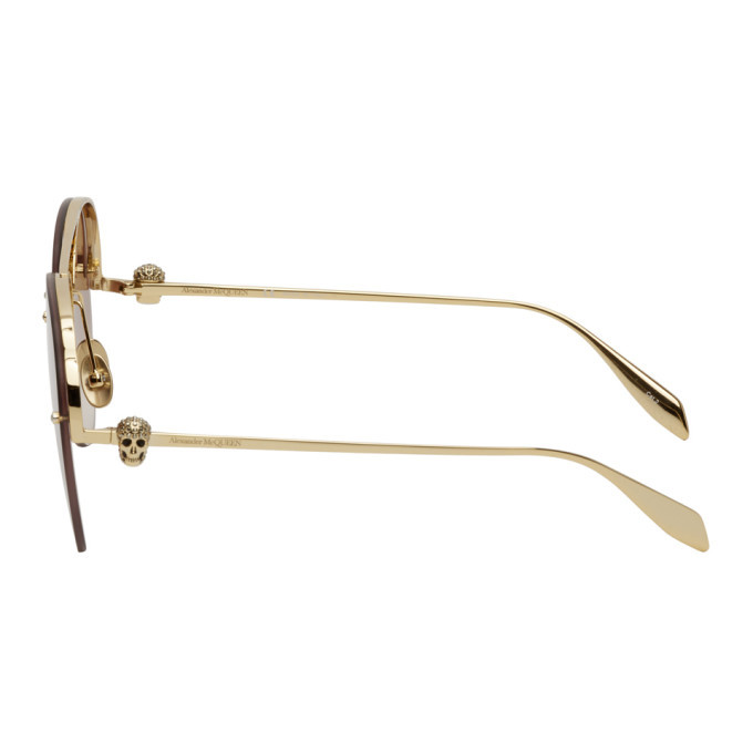 Alexander McQueen Gold Skull Aviator Sunglasses Alexander McQueen