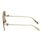 Alexander McQueen Gold Skull Aviator Sunglasses